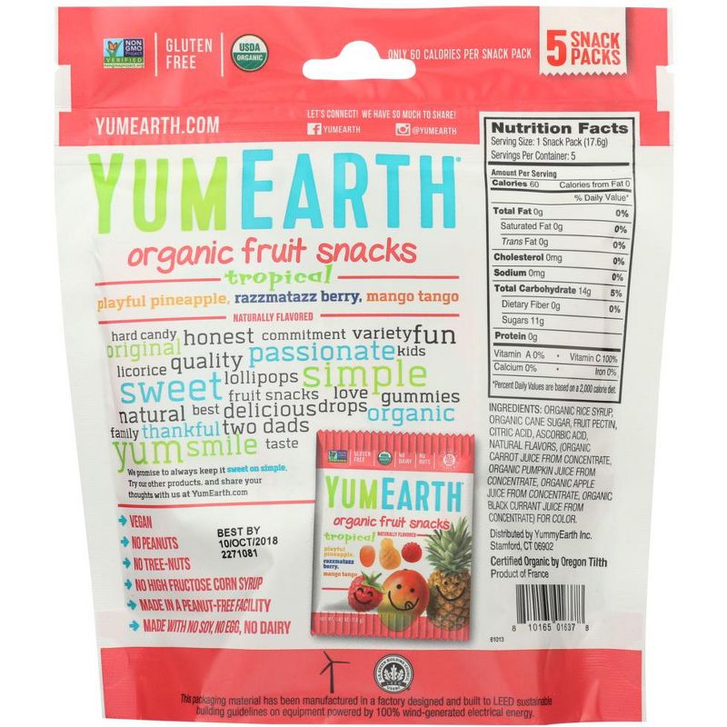 Yumearth Organic Tropical Fruit Snacks - Case of 12/3.1 oz, 3 of 8