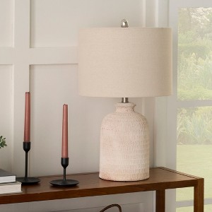 24" Textured Terracotta Farmhouse Table Lamp - Nourison - 1 of 4