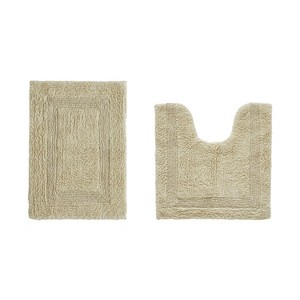 Lux Premium 100% Cotton Tufted Solid Reversible 2 PC Bath Rug Set – Ultra-Soft, Water-Absorbent, Durable, Machine Washable Bathroom Rug - 1 of 4