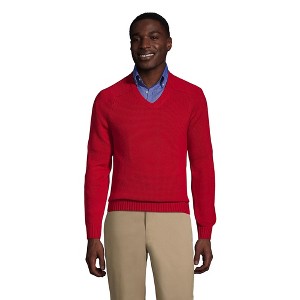 School Uniform Young Men's Cotton Modal V-neck Sweater - 1 of 3