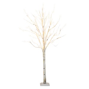 Nearly Natural 6-ft Pre-Lit Artificial White Birch Tree with 300 Warm White LED Lights - 1 of 4