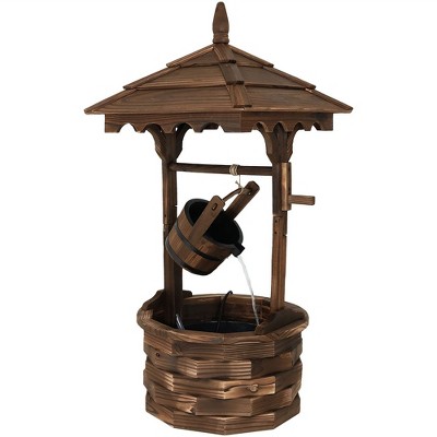 Sunnydaze 48"H Electric Fir Wood Old-Fashioned Wishing Well Outdoor Water Fountain