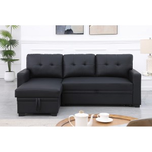 TIRAMISUBEST Linen Upholstered Sectional Sofa with Storage Chaise – Modern Gray Tufted Design for Compact to Medium Spaces-6 Color - 1 of 4