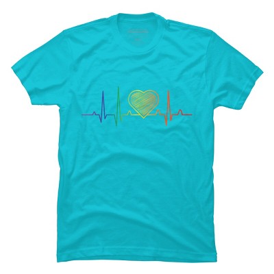 Adult Design By Humans Rainbow Pride Heartbeat Love For All By Avocato T-Shirt