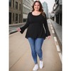 Women's Plus Size Long Bell Sleeve High Low Hem Crew Neck Casual Flared Tunic Blouse - Agnes Orinda - 3 of 4
