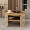 2-Tiered Round Wood Coffee Table, Wood Coffee Table Round, Coffee Table With Storage-Cuddlewood - 2 of 4