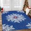 Coolmee Christmas Snowflakes Living Room Rug Non Slip Low Pile Washable Carpet for Bedroom Office Hallway Outdoor Rug Blue - 2 of 4