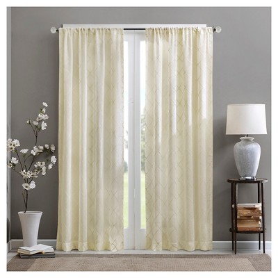 95"x50" Clarissa Diamond Sheer Curtain Panel Ivory: Madison Park ...