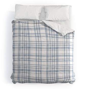 Queen Little Arrow Design Co Winter Watercolor Plaid Blue Comforter Set - Deny Designs
