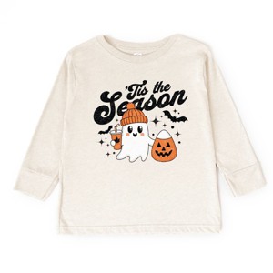 Tis The Season Ghost Retro - Toddler Long Sleeve Graphic Tee and Youth Long Sleeve Graphic T-Shirt - 1 of 3
