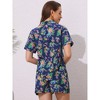 Allegra K Women's Floral Tropical Vacation Beach Hawaiian Button Down Shirt and Short Set - 4 of 4