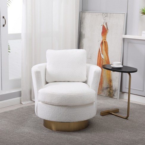 Teddy Fabric Swivel Bucket Chair Living Room Armchair With Gold