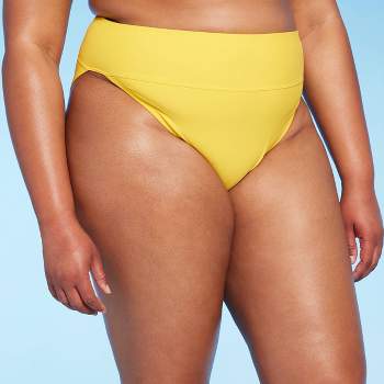 Women's High Waist High Leg Cheeky Bikini Bottom - Wild Fable™ Yellow