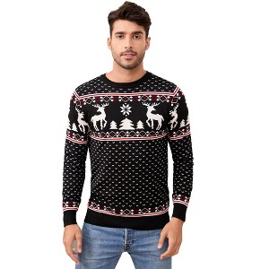 Clearlove Family Christmas Sweater – Crewneck Reindeer Knit Pullover for Men - 1 of 4