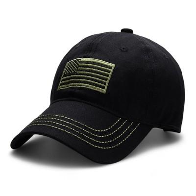 Alilang Distressed Flag Embroidered Baseball Cap with Contrast Stitching