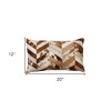 HomeRoots Set of Two 12" X 20" Brown and Natural Chevron Cowhide Lumbar Throw Pillows - 3 of 4