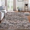 Washable Vintage Distressed Runner Rug, Non-Slip Stain Resistant Hallway , Traditional Medallion Floor Carpet for Doorway & Bedside, Brown - 3 of 4