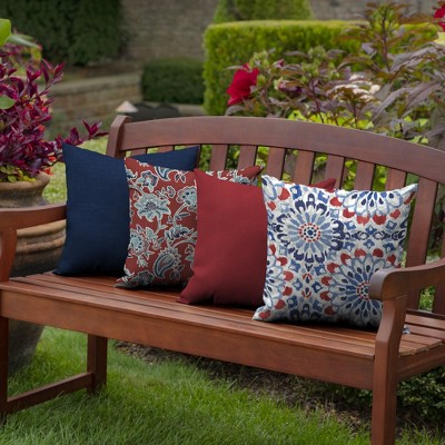 Clark Blue Modern Outdoor Toss Pillow Set, 16" Square, Water-Resistant