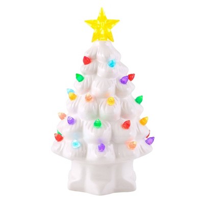 7in Ceramic Lit Tree Decorative Figurine White - Mr. Christmas