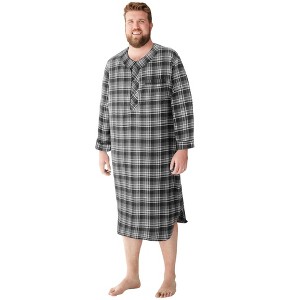 KingSize Men's Big & Tall Plaid Flannel Nightshirt - 1 of 4