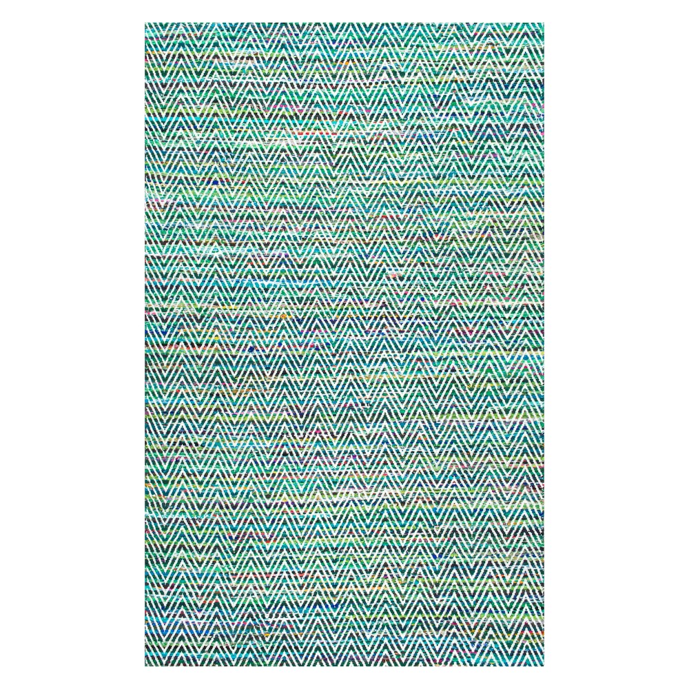 5'x8' Hand Woven Chevron Rochell Area Rug Green - nuLOOM