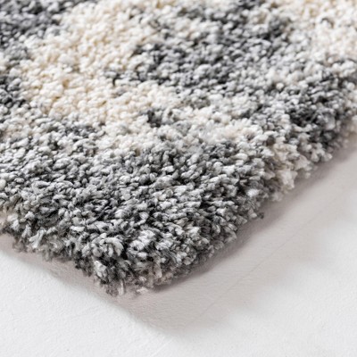 Smoke Gray and Ivory Shag 4' x 6' Area Rug