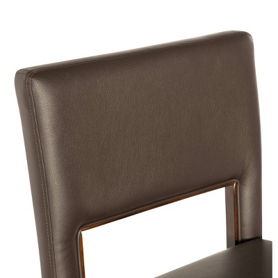 Espresso Brown 30" Wood Bar Stool with Faux Leather