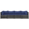 vidaXL 4 Piece Patio Lounge Set with Cushions Gray Poly Rattan - 4 of 4