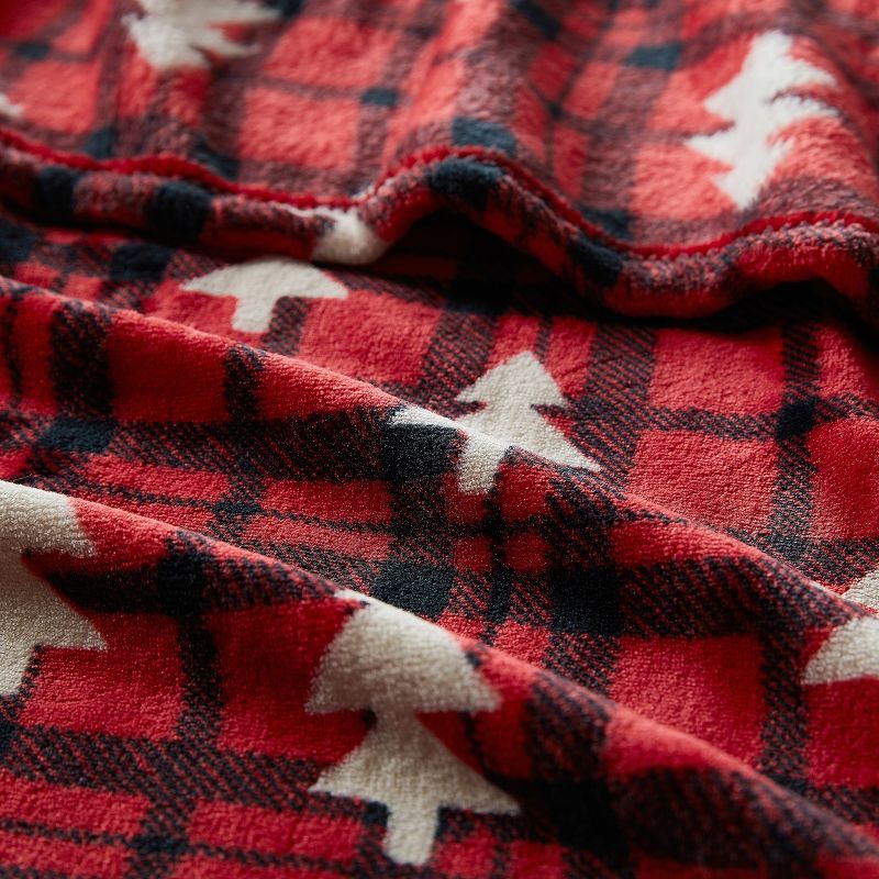 Kate Aurora Ultra Soft & Plush Red And Black Christmas Plaid Tree Check Accent Throw Blanket - 50 in. W x 60 in. L, 2 of 5