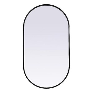Elegant Lighting Metal Frame Oval Mirror 20x36 Inch in Black - 1 of 4