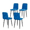38.60"Square Dining Table Set, Mid Century Modern Square Dining Table for 4 Person, Faux Marble Tabletop, Iron Legs,White+Blue - 4 of 4