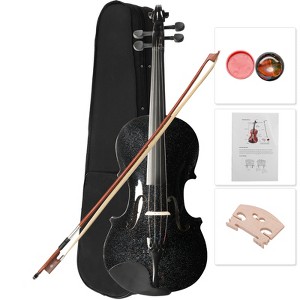 TopComfy 4/4 Acoustic Violin Set with Case Bow Rosin for Adult Kids Violin Learners and Enthusiasts Musician, Black, 31.5"*9.84"*4.92" - 1 of 4