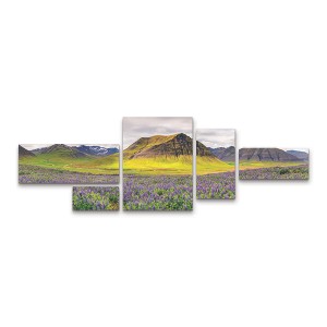 Trademark Fine Art Michael Blanchette Photography Lupines and Mountains Panorama 3 Piece Panel Set Art - 1 of 3