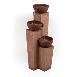 35" Stone Resin Layered Tiering Pots Fountain Copper - Alpine Corporation: Outdoor 3-Tier Water Feature, Polystone & Fiberglass, Weather-Proof - 1 of 4