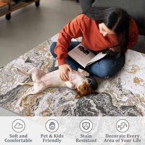 Area Rug, Abstract Marble Accent Rug, Soft Luxury Carpet for High Traffic Areas, Washable Rugs for Living Room, Non Slip Home Decor Kitchen Rug - 1 of 4