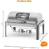 Roll Top Chafing Dish Buffet Set, 9QT Rectangular Stainless Steel Catering Food Warmer with Glass Window for Wedding, Parties, Banquet, Full Size Pan - 3 of 4