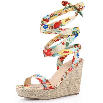 Perphy Platform Floral Printed Espadrille Wedge Sandals for Women