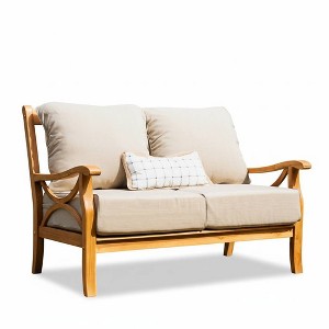 Sonoma Lane Alamo Teak Patio Loveseat with Zippered Cushions - Weather-Resistant, 2-Seater - 1 of 4