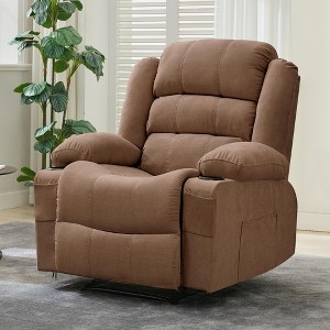 Wide Recliner Chair for Adults, 350lb Capacity Manual Recliner with 3-Position Recline, Cup Holders & Side Pocket, Soft Lounge Chair for Living Room - 1 of 4