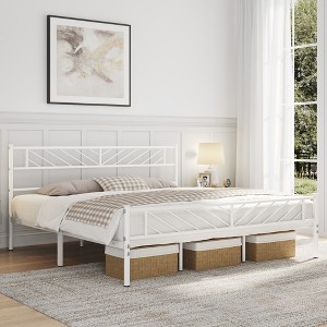 Yaheetech Metal Platform Bed with Arrow Design Headboard and Footboard - 1 of 4