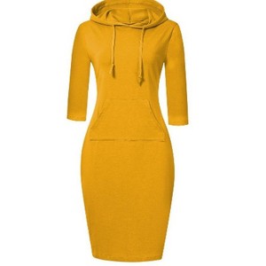 Coolmee Women's Casual Pocket Slim Pullover Maxi Hoodie Dress - 1 of 4