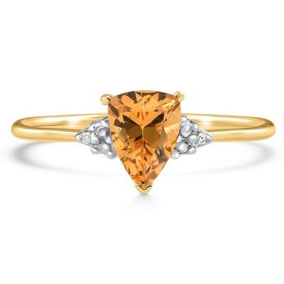 Pompeii3 Diamond & Trillion Citrine Yellow Gold Ring - Size 9