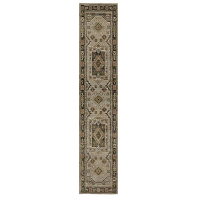 Oriental Weavers Andorra 2442D Grey/ Green Indoor Area Rug - 2'6" x 12'