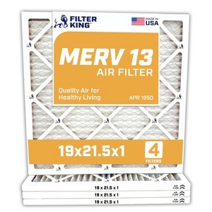 Filter King 19x21.5x1 Air Filter | 4-PACK | MERV 13 HVAC Pleated A/C Furnace Filters | MADE IN USA | Actual Size: 19 x 21.5 x .75" - 1 of 4