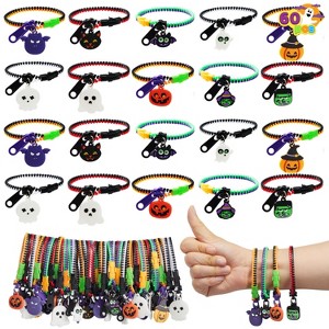 Joyfy 60 Pcs Halloween Zipper Bracelets Bulk Set for Kids Girls Boys Gifts, Friendship Zipper Wristbands for Halloween Classroom Prizes Party Favors - 1 of 4