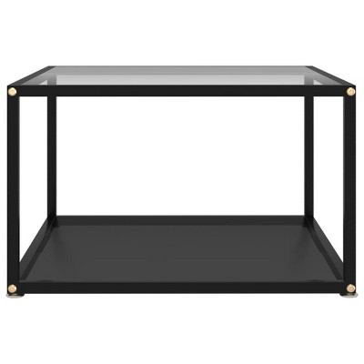 vidaXL Coffee Table - Modern, Durable Tempered Glass and Powder-Coated Steel, Transparent and Black, 23.6"x23.6"x13.8"