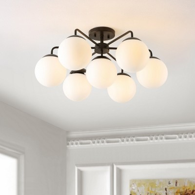 Camdyn Black Glass and Brass Globe LED Flush Mount