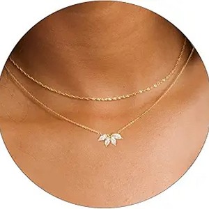 HTUTWOO Dainty Gold Necklaces for Women, Cubic Zirconia 14k Gold Plated Layered Necklaces Cute Simple Diamond Choker Necklaces Trendy Jewelry Gifts - 1 of 4
