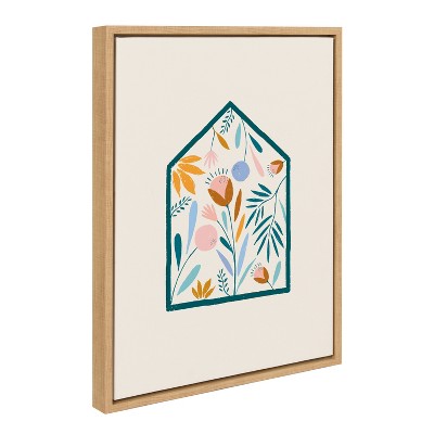 Natural Floral House Framed Canvas Print, 18x24