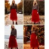 Women's Tulle Fairy Midi Skirt - A-Line Tiered Long Skirt with High Elastic Waist Red - 2 of 4